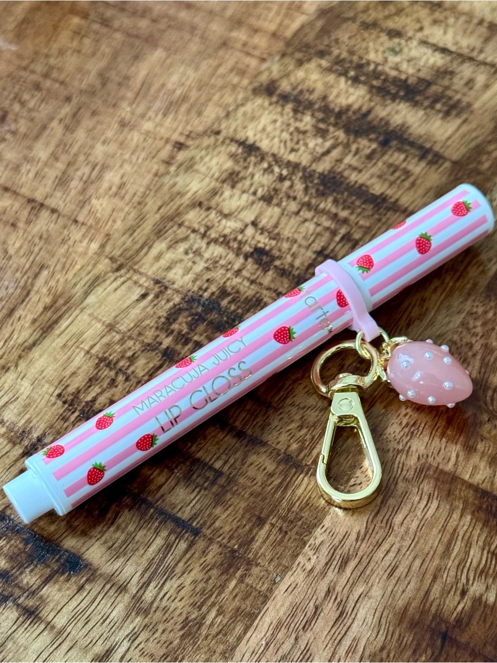 Tarte Limited Edition Maracuja Juicy Pink Strawberry Lip Gloss Keychain